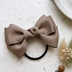 ハンドメイド　キッズリボンヘアゴム　ブラウン