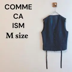 【コムサイズム】（M）ウール アンゴラ カシミヤ 混 ベスト バック リボン 黒のサムネイル