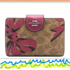 COACH コーチ 二つ折り財布 シグネチャーミディアムウォレット リボン柄