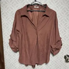 PALEMO STORE レッドブラウン五分袖シャツ