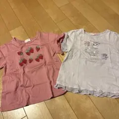 美品　mezzo piano いちごと猫デザインTシャツ2枚セット