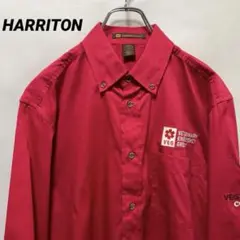 T-101 HARRITON 刺繍ロゴ ワークシャツ M 長袖企業ロゴUSA古着