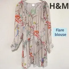【新品】H&M フレアブラウス ワンピースorチュニック◼︎ピンクベージュ
