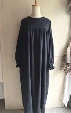 no785コットンリネンワンピース リネンワンピース ブラック