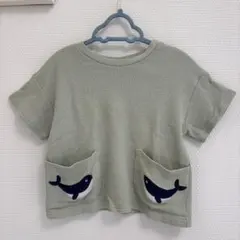 Petit main 100cm クジラポケット付きTシャツ