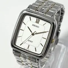 【稼動】 SEIKO スピリット 腕時計 ゴールド コンビ スクエア クオーツ