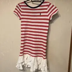 Ralph Lauren 半袖 ボーダー フリル ワンピース　6〜7歳