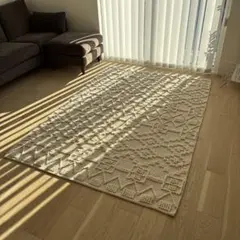 ウール100%】ラグマット200×140cm｜ナチュラルデザイン｜防音・保温 
