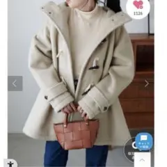 ベージュ ダッフルコート フード付き