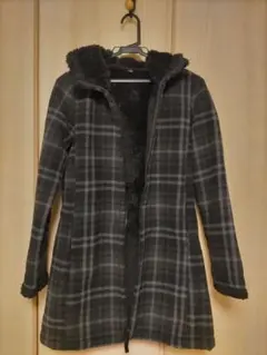 【お値下げ中】UNIQLO_チェック柄フリースロングコート Sサイズ