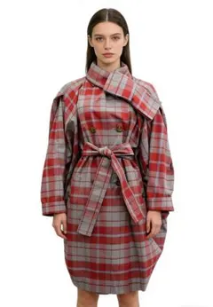 Vivienne Westwoodチェック柄 スカーフ付きトレンチコートのサムネイル