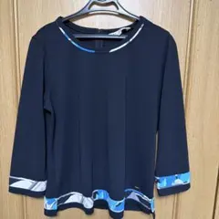 綺麗】 レオナール 長袖カットソー 黒 ラインストーン ロゴ ウール