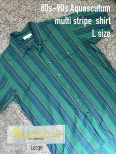 80s 90s Aquascutum マルチストライプシャツ 半袖のサムネイル