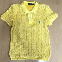 POLO イエローポロシャツ 半袖 ケーブルニット