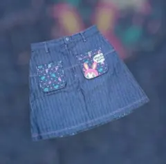 【当時物】Mezzo piano ベリエちゃん デニムスカート刺繍 平成レトロ