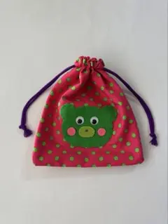 ハンドメイド　かわいい　くまさん　巾着　小物入れ