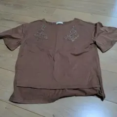 earth music&ecology 刺繍 半袖Tシャツ モカ F