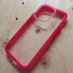 iPhone 14 Proスマホケース 透明 ネオン 蛍光ピンク クリア