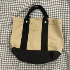 キャンバス トートバッグ ベージュ×ブラック