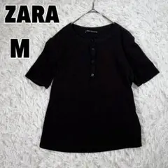 ♥ZARA♥ ザラ (M) ヘンリーネックリブカットソーTシャツのサムネイル