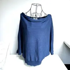 NATURAL BEAUTY BASIC ネイビー オフショルダー ニット薄手