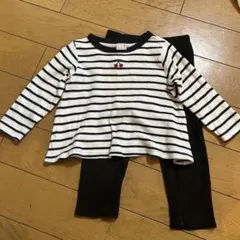 petit main 90 チェリーボーダートップス パンツ セット