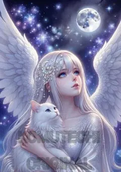 コムテチオリジナル　天使と猫　デジタルアート　2Lサイズ