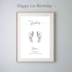 【２枚セット】 命名書 手形 足形 誕生日 一歳 ハーフバースデー .808