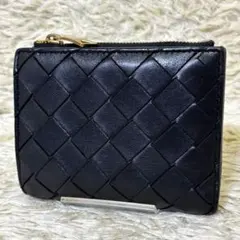 IC内蔵【美品】ボッテガヴェネタ 二つ折り財布 マキシイントレチャート ブラック