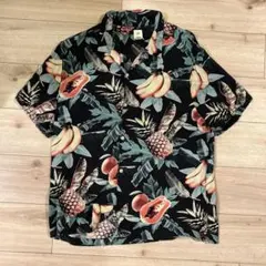 H&M アロハシャツ 半袖 フルーツ柄 ブラック Lのサムネイル