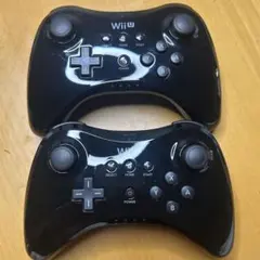 WiiU プロコントローラー ブラック2点 充電コード1個あり