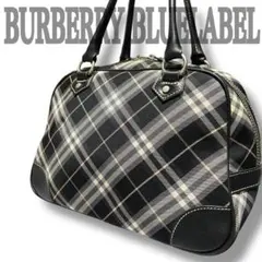 【バーバリーブルーレーベル】 ノバチェック柄 ボストンバッグ 牛革