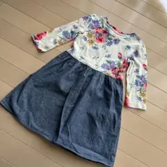 120 GAP お花　切り替えワンピース　デニム　女の子