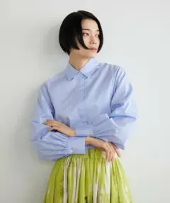 INED イネド 【試着のみ】長袖 シャツ ブラウス ブルー サックスブルー