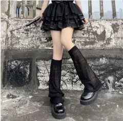 レッグウォーマー　レディース　黒　コスプレ　レース　靴下　タイツ　ゴスロリ　韓国