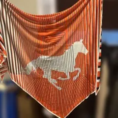 HERMÈS ストール 馬のシルエット オレンジ