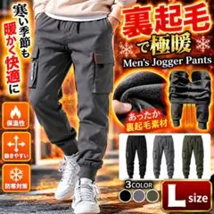裏起毛 防寒 カーゴジョガーパンツ XL グレー 暖パン メンズ　ハロウィン