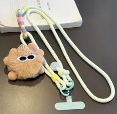 ファー付きクマデザインスマホストラップ