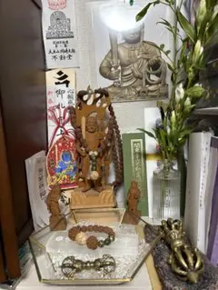金剛菩提樹の実/ルドラクシャネックレス タッセル付きペアブレスレット　セット販売