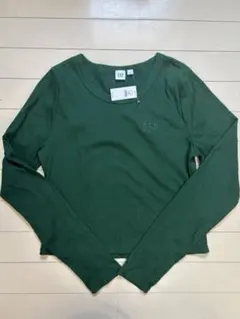 GAP リブ長袖Tシャツ グリーン Lサイズ