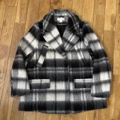 H&M ウールブレンド チェスターコート ブラック・ホワイトチェック　Ｍ　38