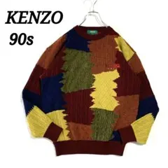 希少 90s KENZO GOLF ケンゾー ウール ニット セーター 3D 柄