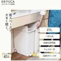 音が静か　2個　KEYUCA両開きダストボックス L 27L ホワイト ゴミ箱のサムネイル