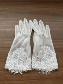 ホワイト シフォン ウェディンググローブ