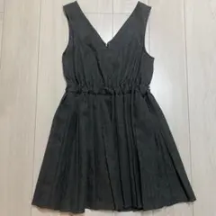 Heather ノースリーブミニワンピース ダークグレー　　ジャンスカ