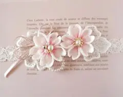 【新作】桜のベビーヘアーバンド　初節句　お食い初め　お宮参り　100日祝い