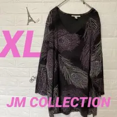 ⭐️美品⭐️ JM COLLECTION 羽根模様 長袖チュニック 【XL】