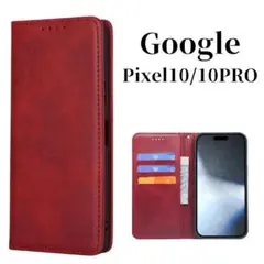 Google Pixel10 / 10PRO ケース 手帳型 スリム レッド
