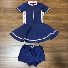 ネイビー ワンピース水着 ショートパンツ付き 120-130㎝