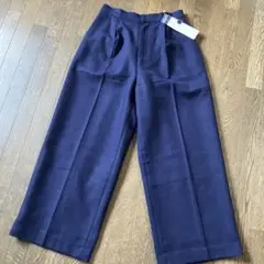 テチチ　ネイビー フラノクロップドワイドパンツ Mサイズ